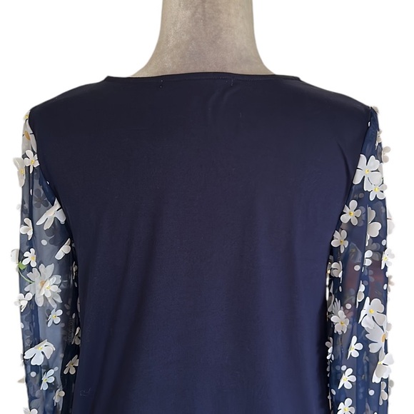 Anthropologie Eva Franco Becky Navy Blue White Daisy Appliqué Top - XS - Picture 11 of 16